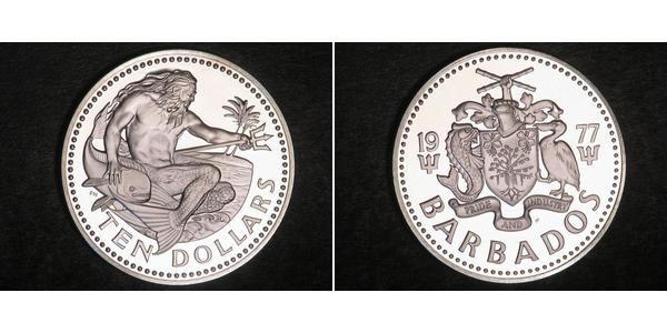 10 Dollar Barbade Argent 