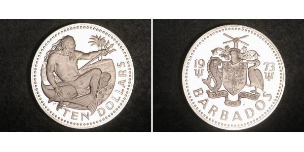 10 Dollar Barbade Argent 