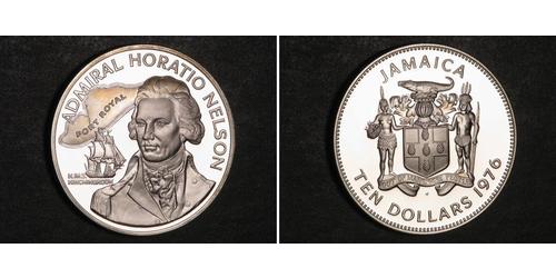 10 Dollar Jamayica (1962 - ) Argent Horatio Nelson