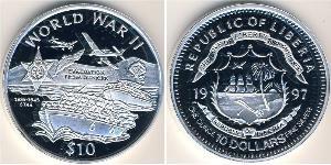 10 Dollar Liberia Argent 