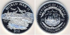 10 Dollar Liberia Argent 