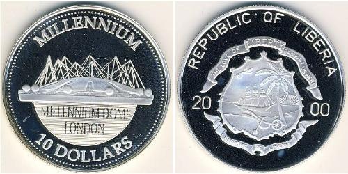 10 Dollar Liberia Argent 