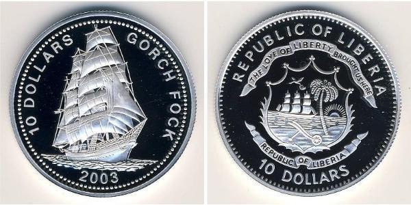 10 Dollar Liberia Argent 