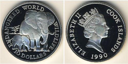 10 Dollar Îles Cook Argent Elizabeth II (1926-2022)