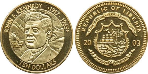 10 Dollar Liberia Or 