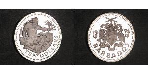 10 Dollar Barbados Silber 
