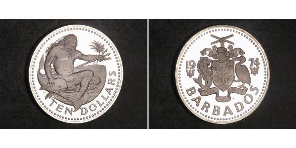 10 Dollar Barbados Silber 