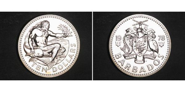 10 Dollar Barbados Silber 