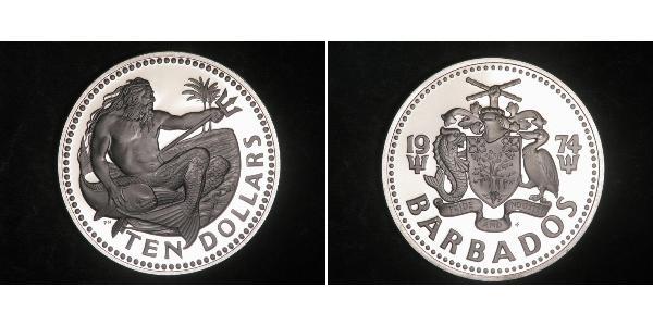 10 Dollar Barbados Silber 