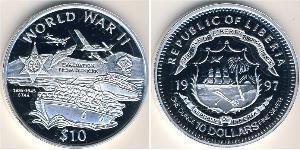 10 Dollar Liberia Silber 