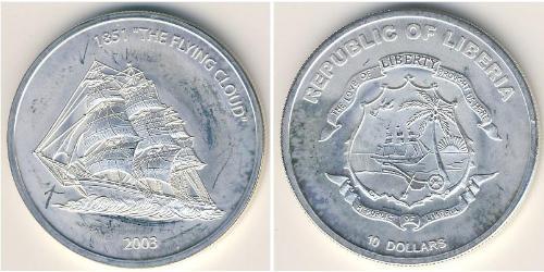 10 Dollar Liberia Silber 