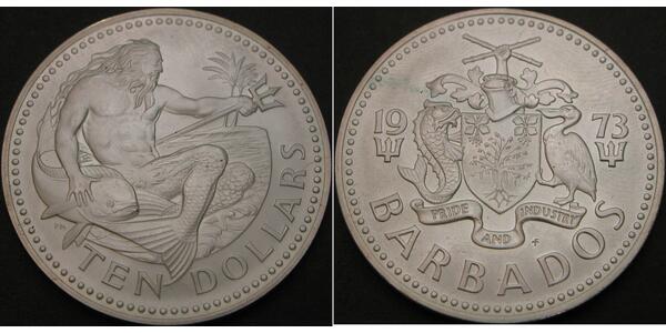 10 Dollar Barbados Silver 