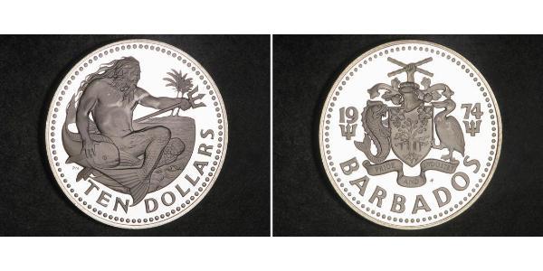 10 Dollar Barbados Silver 