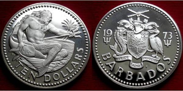 10 Dollar Barbados Silver 