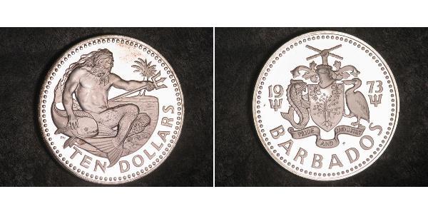 10 Dollar Barbados Silver 