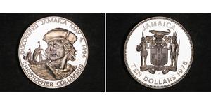 10 Dollar Jamaica (1962 - ) Silver Christopher Columbus (1451 - 1506)