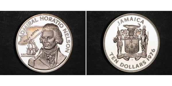 10 Dollar Jamaica (1962 - ) Silver Horatio Nelson, 1st Viscount Nelson