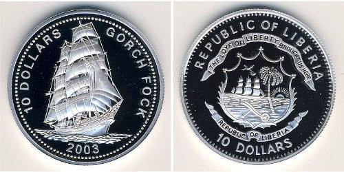 10 Dollar Liberia Silver 