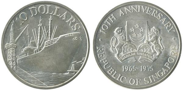 10 Dollar Singapore 銀 
