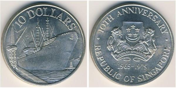 10 Dollar Singapore 銀 