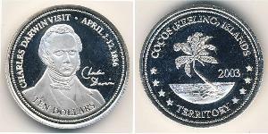 10 Dollaro Isole Cocos (Keeling) Argento Charles Robert Darwin (1809 - 1882) 