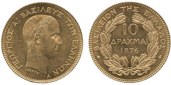 10 Drachma Royaume de Grèce (1832-1924) Or Giorgio I di Grecia (1845- 1913)