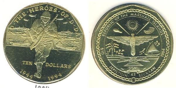 10 Dólar Islas Marshall Latón 