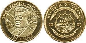 10 Dólar Liberia Oro 