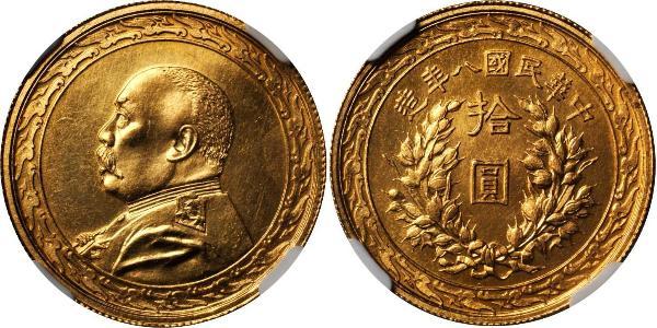 10 Dólar República Popular China Oro 