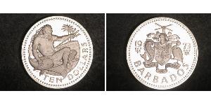 10 Dólar Barbados Plata 
