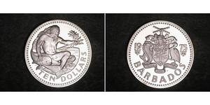 10 Dólar Barbados Plata 