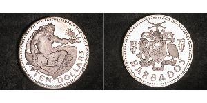 10 Dólar Barbados Plata 