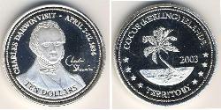 10 Dólar Islas Cocos Plata Charles Robert Darwin (1809 - 1882) 