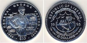 10 Dólar Liberia Plata 