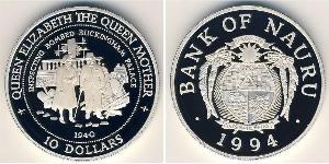 10 Dólar Nauru Plata 