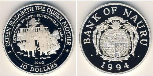 10 Dólar Nauru Plata 