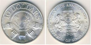 10 Dólar Singapur Plata 