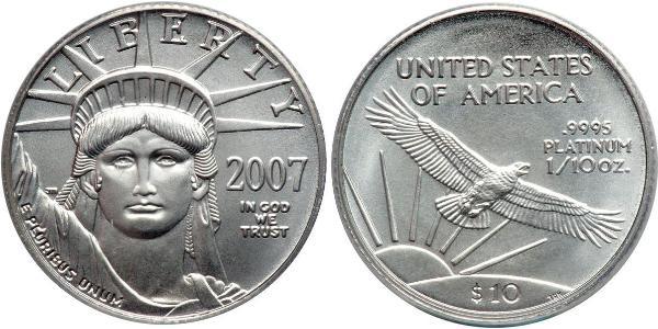 10 Dólar Estados Unidos de América (1776 - ) Platino 