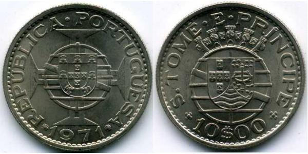 10 Escudo São Tomé and Príncipe (1469 - 1975) Kupfer/Nickel 