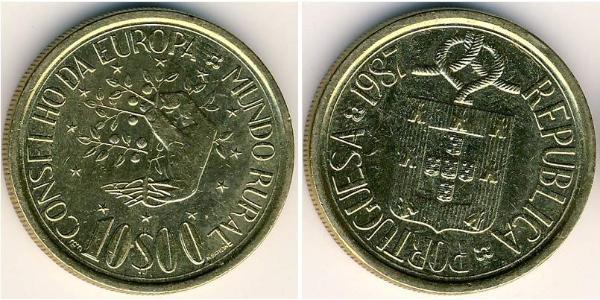 10 Escudo République portugaise (1975 - ) Laiton 