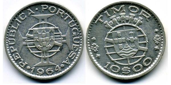 10 Escudo Portogallo / Timor Est (1702 - 1975) Rame/Nichel 