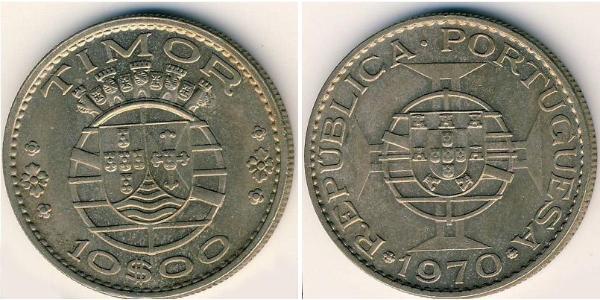 10 Escudo Portogallo / Timor Est (1702 - 1975) Rame/Nichel 