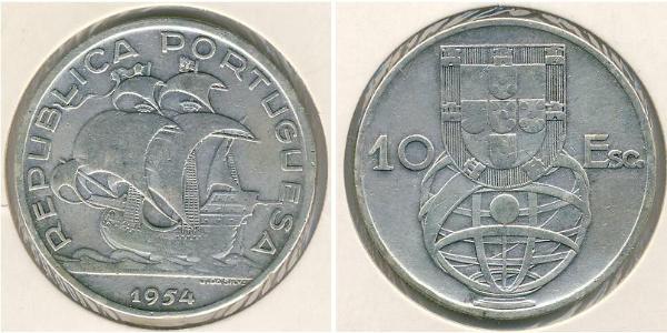 10 Escudo Second Portuguese Republic (1933 - 1974) Silver 