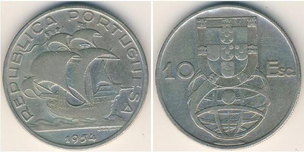 10 Escudo Second Portuguese Republic (1933 - 1974) Silver 