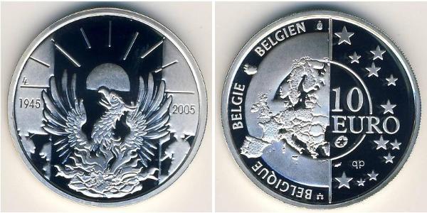 10 Euro Belgio Argento 