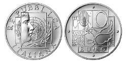 10 Euro Italia Plata 