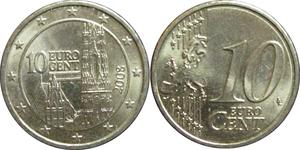 10 Eurocent Republic of Austria (1955 - ) Cobre 