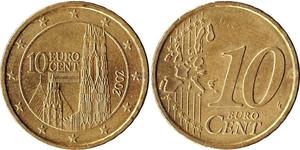 10 Eurocent Republic of Austria (1955 - ) Cobre 