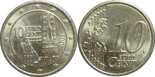 10 Eurocent Republic of Austria (1955 - ) Cobre 