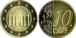 10 Eurocent Alemania (1990 - ) Tin/Aluminio/Cobre/Zinc 